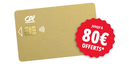 Carte gold crédit agricole avec écusson rouge 80€ offerts*