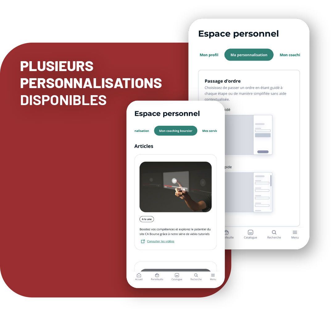 5 personnalisations disponibles et un coaching boursier